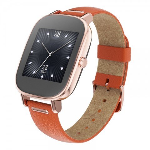 Die rotgoldene Zenwatch 2 mit braunem Lederarmband (Bild: Asus)
